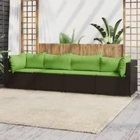 Set Mobili da Giardino 4 pz con Cuscini in Polyrattan Marrone 319832