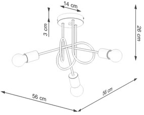 Sollux SL.1477 - Lampadario a plafone EMBER 3xE27/15W/230V nero/beige/faggio