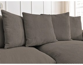 Divano angolare grigio tortora allungabile e con contenitore rivestito in velluto a coste Voltaire – Bobochic Paris