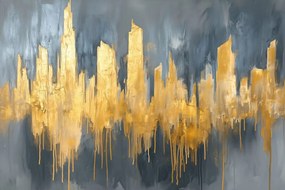 Stampa su tela – Pittura a olio astratta dorata