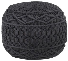 Pouf lavorato a mano macramé antracite 45x30 cm in cotone