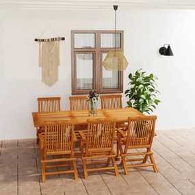 Set Da Pranzo Da Giardino 7 Pz İn Legno Massello Di Teak /