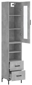 Credenza grigio cemento 34,5x34x180 cm in legno multistrato