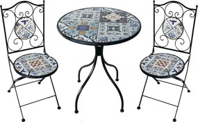SILVES - set due sedie pieghevoli e tavolo rotondo con decori