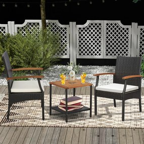 Costway Set di 2 sedie in rattan per patio con cuscino morbido telaio in metallo, Sedie in rattan PE da esterno