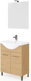 Mobile Bagno Con Piedini Rubino 2 Ante 65 Cm Rovere Naturale