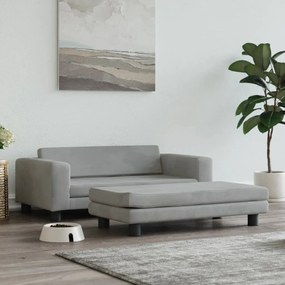 Lettino cani con estensione grigio chiaro 100x50x30 cm velluto