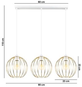 Lampadario a sospensione con filo MATT 3xE27/60W/230V bianco/oro