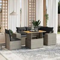 Set Divano da Giardino 6 pz con Cuscini Grigio in Polyrattan 3272642