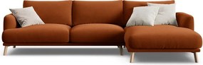 Divano angolare color terracotta (con penisola a destra/con chaise lounge) con rivestimento in velluto Naomi – Micadoni