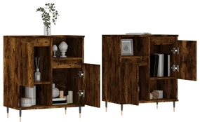 Credenze 2 pz rovere fumo in legno multistrato