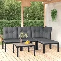 Set Salotto da Giardino 5 pz Nero e Grigio in Polyrattan 3187744