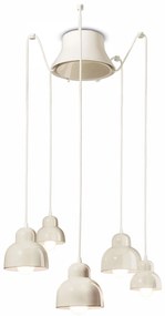 Ferroluce Decò Berimbau - 5-light suspension lamp C2605 Crema