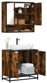 Set Mobili Da Bagno 2 Pz Rovere Fumo İn Legno Multistrato /