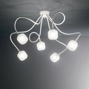 Plafoniera Moderna Octopus Materie Plastiche Bianco 6 Luci G9 3W 3000K