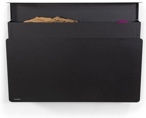 Scarpiera nera in metallo con ante ribaltabili/da parete 78x48x13 cm Luigi – Spinder Design