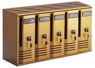 blocchiera serie cubo 5 cassette postali per interni - cm.52x17,5x30h. in alluminio anodizzato bronzo fer80941