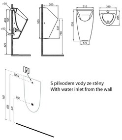 Bruckner - Orinatoio SCHWARN tubo posteriore, scarico posteriore ceramica/bianco