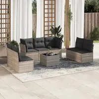 Set Divano da Giardino 8pz con Cuscini Grigio Chiaro Polyrattan 3217422