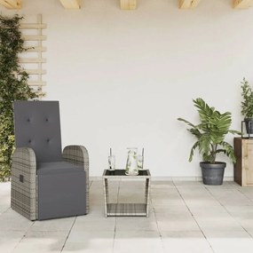 Set da pranzo da giardino 2 pz con cuscini in polyrattan grigio