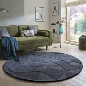 Tappeto rotondo color antracite in lana tessuto a mano ø 160 cm Shard Charcoal – Flair Rugs