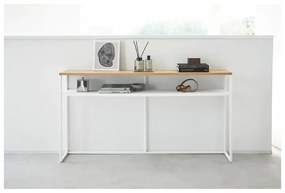 Tavolo consolle bianco/in marrone chiaro con effetto frassino 20,5x126 cm Tower - YAMAZAKI