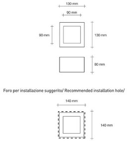 Doride ip44 incasso 1 luce square