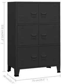 Armadio Classificatore Industriale Nero 75x40x115 cm in Metallo