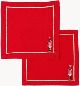 Set di 2 tovaglioli da cocktail ricamati Nutcracker