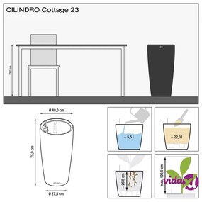 LECHUZA Fioriera CILINDRO Cottage 23 ALL-IN-ONE Diametro 23 cm Bianca