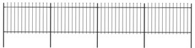 Recinzione Da Giardino Con Punta A Lancia Acciaio 6,8x1,2m Nera /