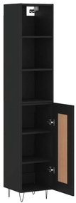 Credenza Nera 34,5x34x180 cm in Legno Multistrato