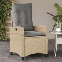 Sedia Reclinabile Giardino con Cuscini Beige Misto Polyrattan 365213