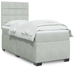 Giroletto A Molle Con Materasso Grigio Chiaro 100x200cm Velluto /