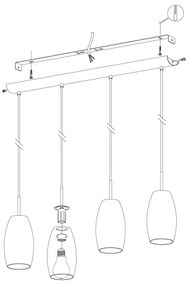 Eglo 97587 - Lampadario a sospensione con filo BATISTA 3 4xE27/40W/230V