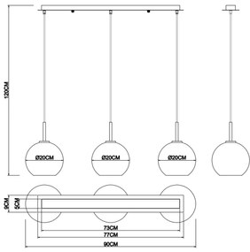 Globo 15462H2 - Lampadario a sospensione con filo ADARA 3xE27/60W/230V