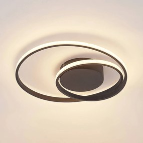 Plafoniera a LED Emisua Lindby, dimmerabile, Nero, Soggiorno / Sala da pranzo, Alluminio, Moderno, Plafoniera LED