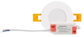 Pannello LED Rotondo 5W, 500lm, no Flickering, Foro Ø69-75mm Colore Bianco Caldo 3.000K