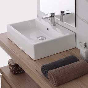 Lavabo D'Appoggio/Sospeso 52x42 Cm Bianco Lucido