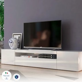 Mobile Porta TV Basso 200x40x36 Con 3 Ante Bianco Laccato Lucido Daiquiri