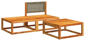 Set divano da giardino 3pz con cuscini legno massello di acacia