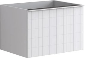 Mobile da bagno sospeso sotto lavabo Pixel grid 2 cassetti L 60 x H 40 x P 45.5 cm bianco laccato opaco, con maniglia alluminio brillante