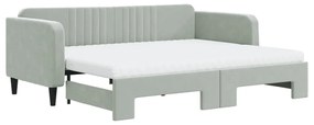 Divano letto estraibile materassi grigio chiaro 90x200 velluto