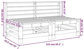 Divani Centrali da Giardino 2 pz in Legno Massello di Douglas