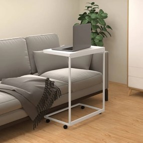 Tavolino Con Ruote Bianco 55x35x70 Cm İn Legno Multistrato /