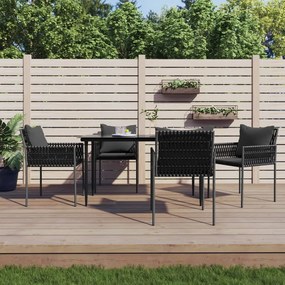 Sedie da Giardino con Cuscini 4pz Nere 54x61x83cm in Polyrattan