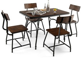 Costway Tavolo da pranzo con struttura di metallo, Tavolo rettangolare in stile industriale per sala da pranzo Marrone