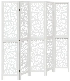 Divisorio ambienti 5pannelli bianco legno massello di paulownia