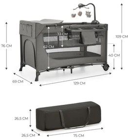 KINDERKRAFT - Culla da viaggio JOY 2 con accessori grigio