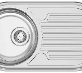 Lavello semincasso 1 vasca con gocciolatoio laterale destro o sinistro RODI Semi Dueto inox L 44.4 x L 84.7 x P 14.5 cm argento